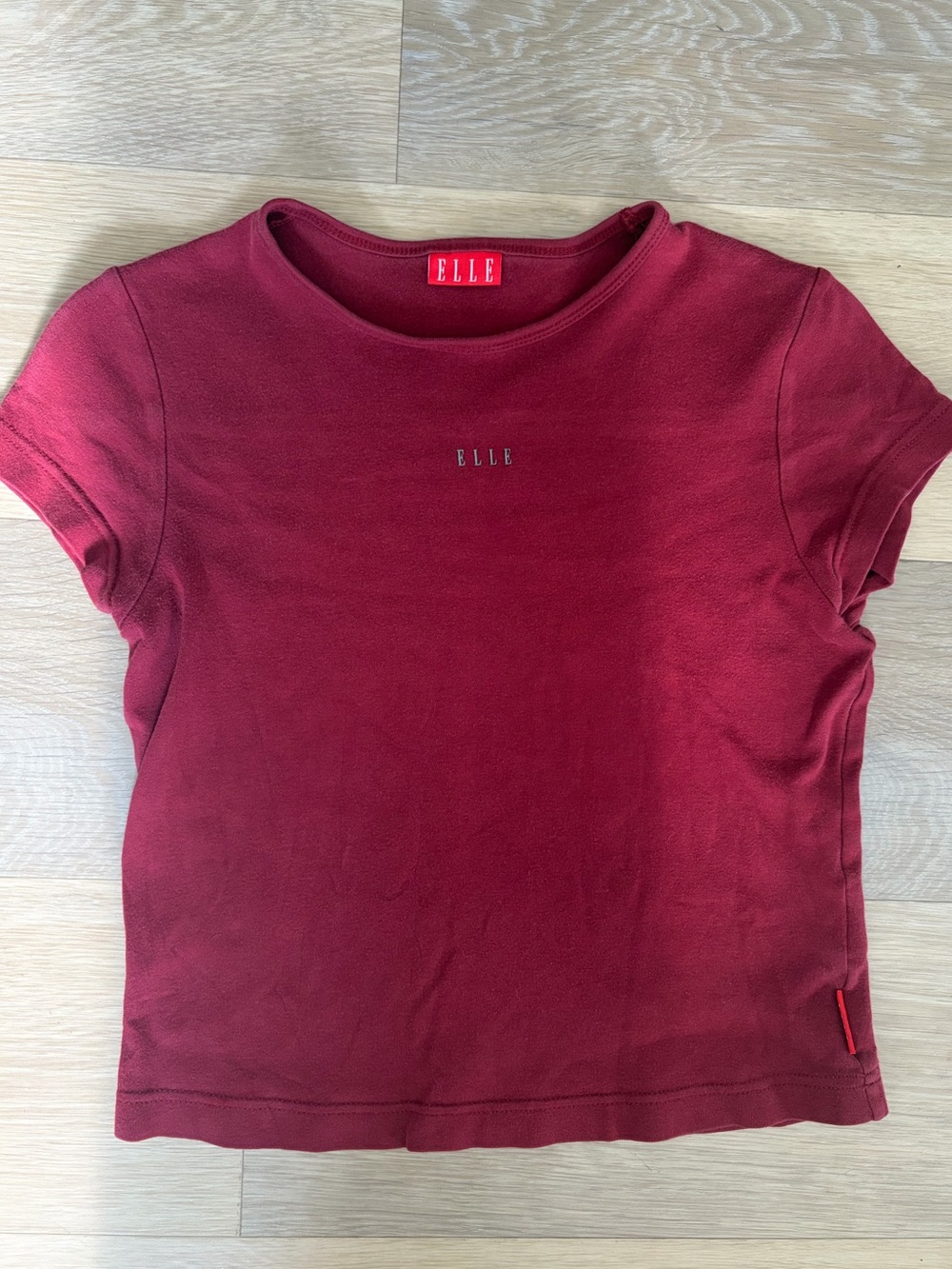 Vintage ELLE Burgundy Baby Tee Size M